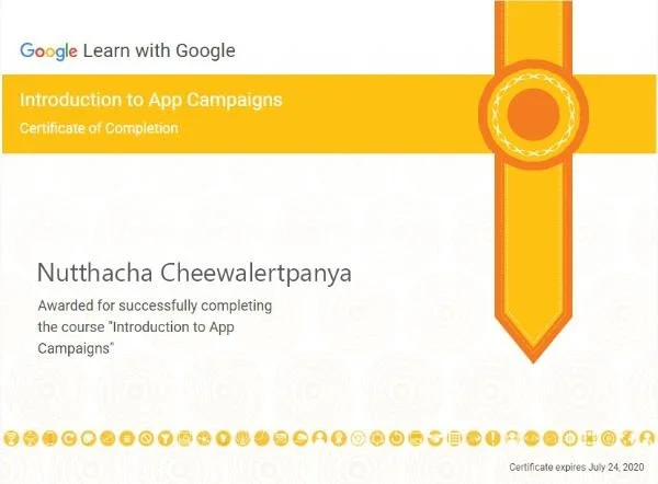 ใบรับรอง Introduction to App Campaigns