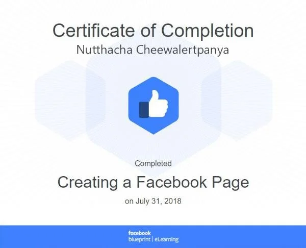 ใบรับรอง Creating a Facebook Page