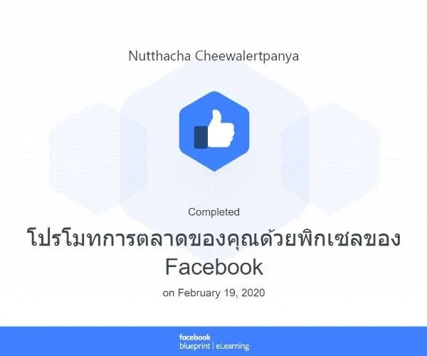 ใบรับรอง Facebook Pixel