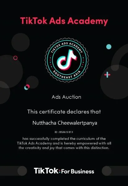 ใบรับรอง TikTok Ads Academy